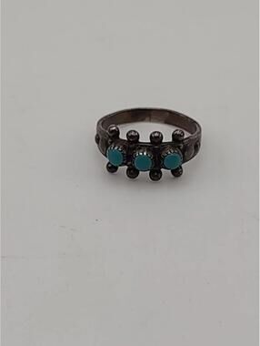 Sterling Silver Snake Eyes Turquoise Ring Sz 4
